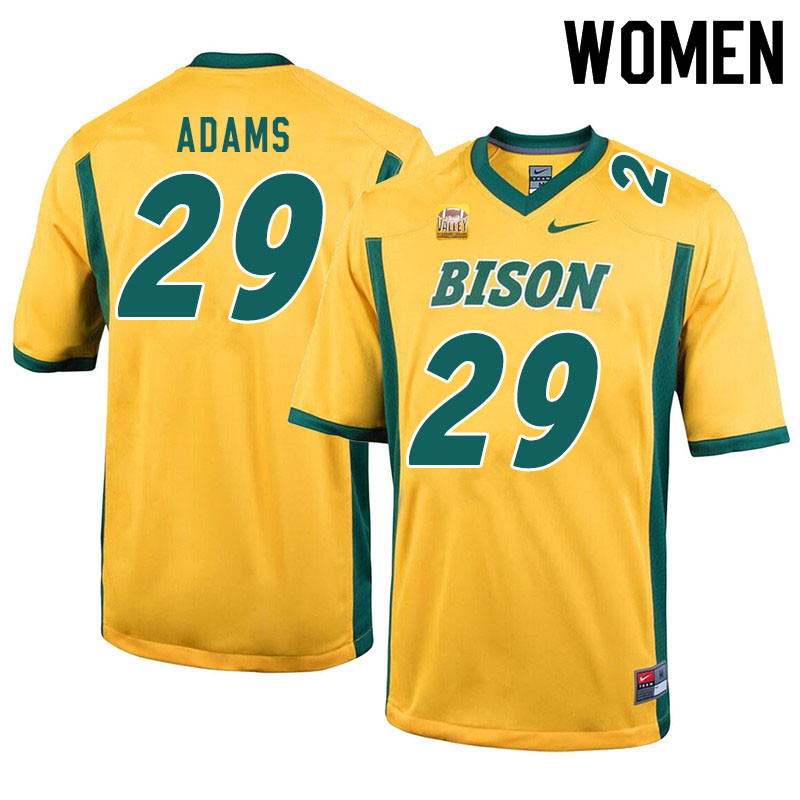 Women #29 Adrian Adams North Dakota State Bison College Football Jerseys Sale-Yellow - Click Image to Close
